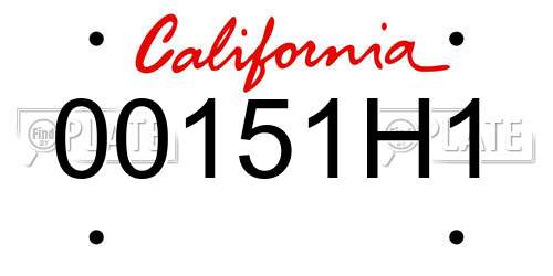 00151H1 California License Plate