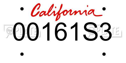 00161S3 California License Plate