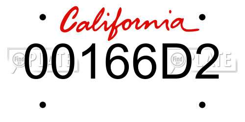00166D2 California License Plate