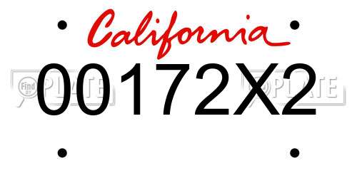 00172X2 California License Plate