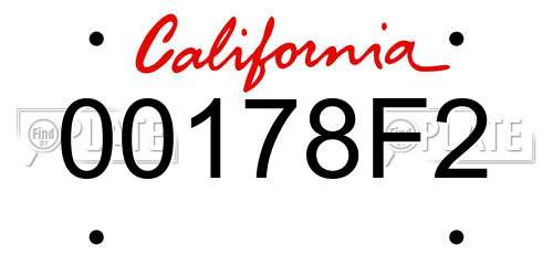 00178F2 California License Plate