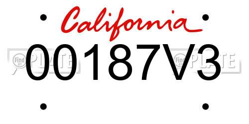 00187V3 California License Plate
