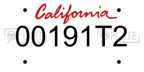 00191T2 California License Plate