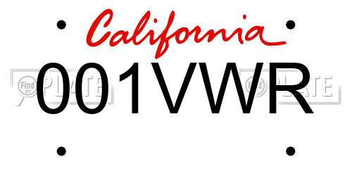 001VWR California License Plate