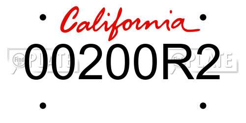 00200R2 California License Plate