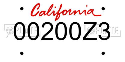 00200Z3 California License Plate