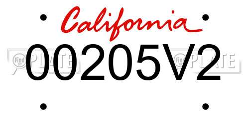 00205V2 California License Plate