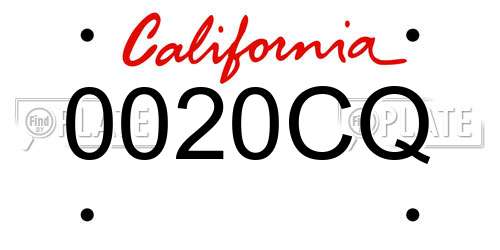 0020CQ California License Plate