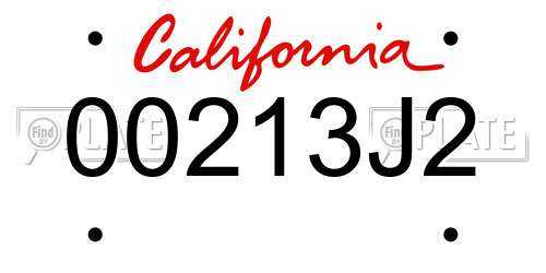 00213J2 California License Plate