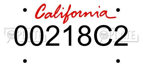 00218C2 California License Plate