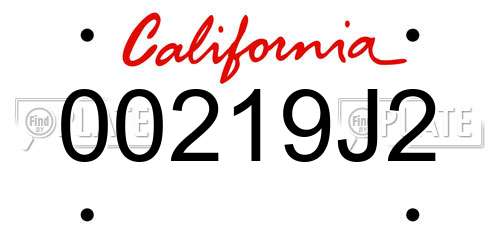 00219J2 California License Plate