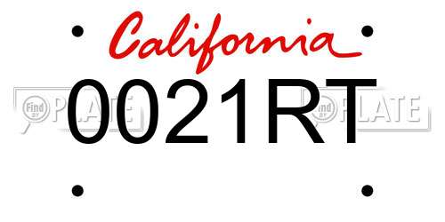 0021RT California License Plate