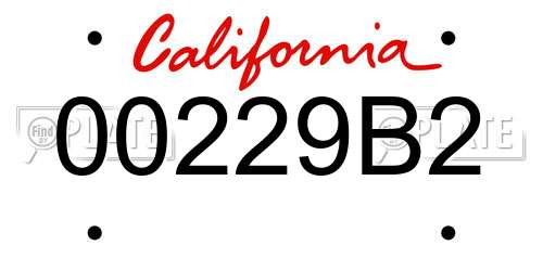 00229B2 California License Plate