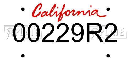00229R2 California License Plate