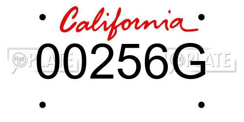 00256G California License Plate