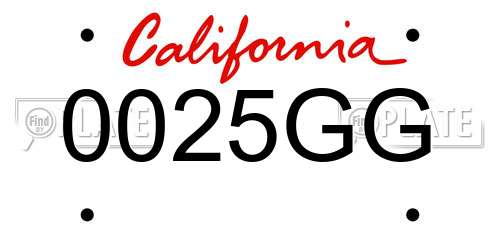 0025GG California License Plate