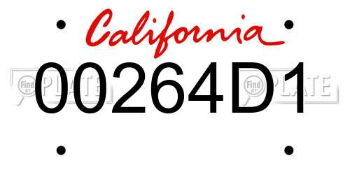 00264D1 California License Plate