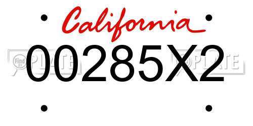 00285X2 California License Plate