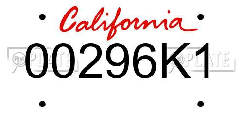 00296K1 California License Plate