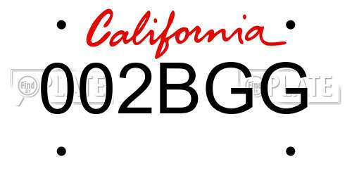 002BGG California License Plate