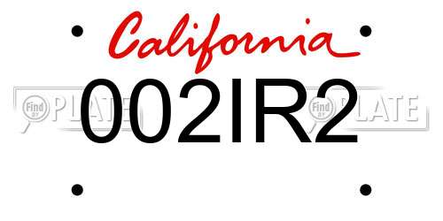 002IR2 California License Plate
