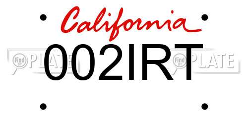 002IRT California License Plate
