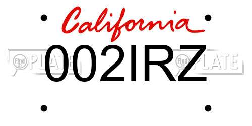 002IRZ California License Plate