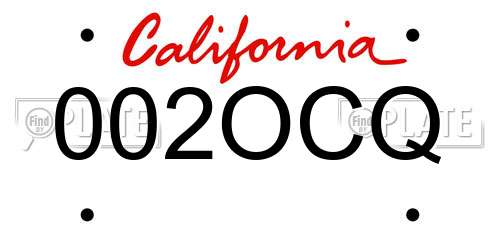 002OCQ California License Plate