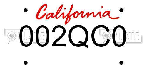 002QC0 California License Plate