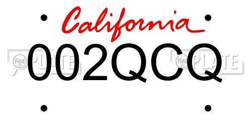 002QCQ California License Plate