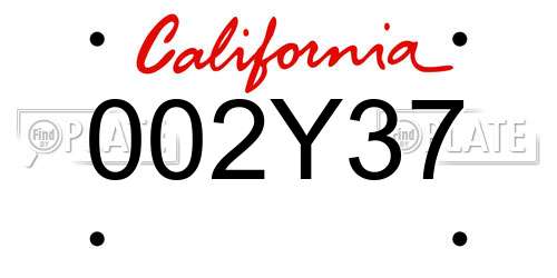 002Y37 California License Plate