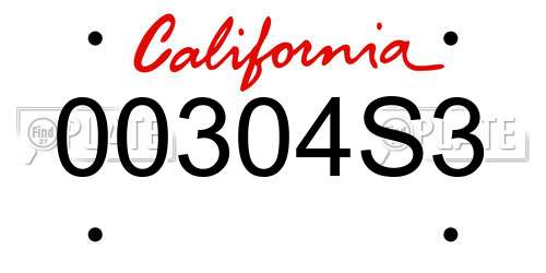 00304S3 California License Plate