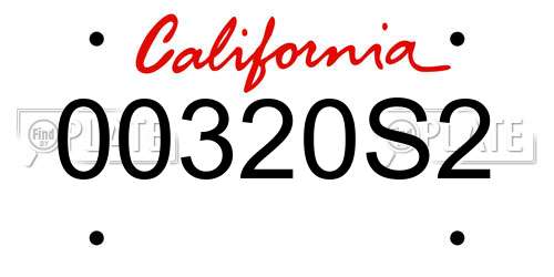 00320S2 California License Plate