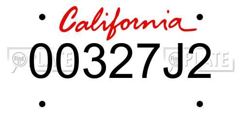 00327J2 California License Plate