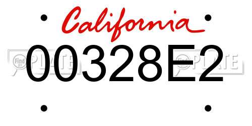 00328E2 California License Plate