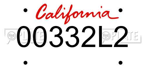 00332L2 California License Plate