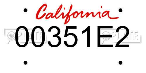 00351E2 California License Plate