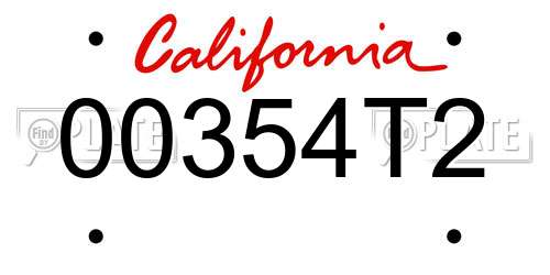 00354T2 California License Plate