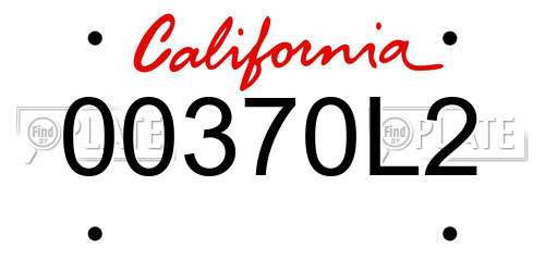 00370L2 California License Plate
