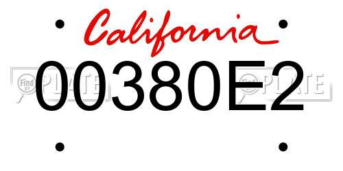 00380E2 California License Plate
