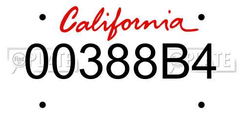 00388B4 California License Plate