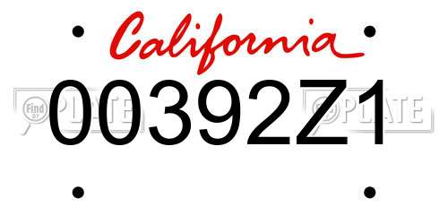 00392Z1 California License Plate