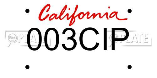 003CIP California License Plate