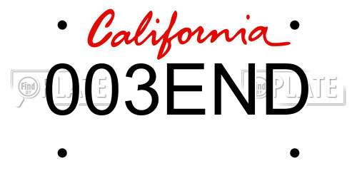 003END California License Plate