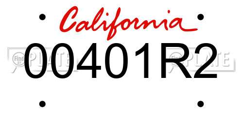 00401R2 California License Plate