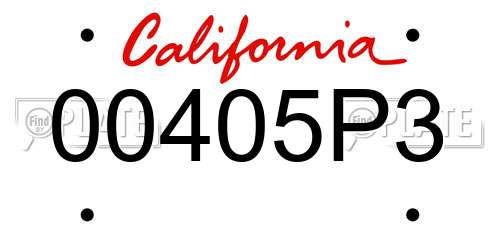 00405P3 California License Plate
