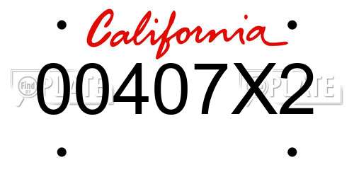 00407X2 California License Plate