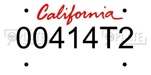 00414T2 California License Plate