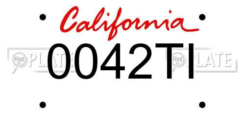 0042TI California License Plate