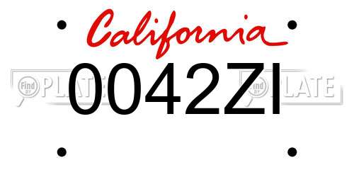 0042ZI California License Plate